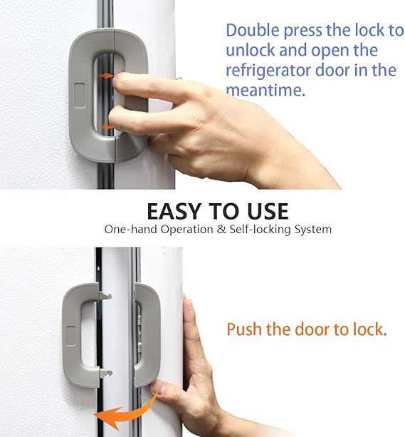 Fridge Door Locks Refrigerator Fridge Freezer Door Lock Toddler Double Safety Button Child Safety Refrigerator Lock